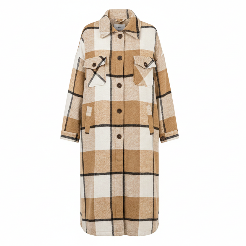 Gragsell - Pocketed Grid Pattern Overcoat -
