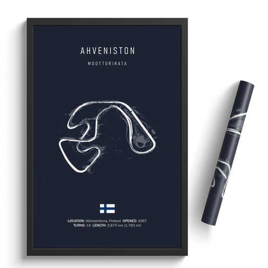 Illustratedtracks Poster – Ahveniston Moottorirata – Navy