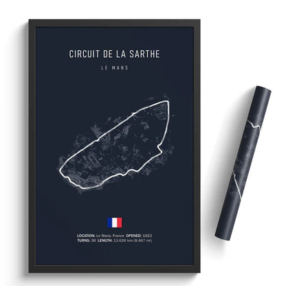 Illustratedtracks Poster – Circuit de la Sarthe Le Mans – Navy