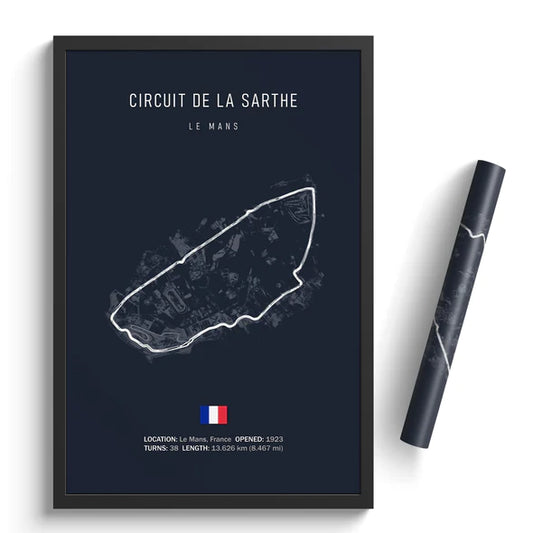 Illustratedtracks Poster – Circuit de la Sarthe Le Mans – Navy