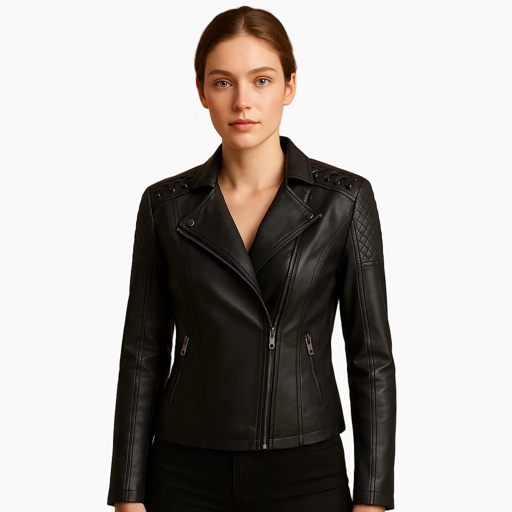 Gragsell - Faux leather jacket with stand-up collar for women | Clara (Copy) - Black